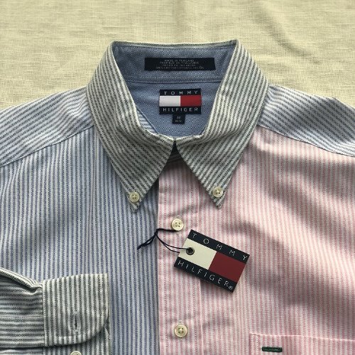 Tommy Hilfiger oxford cotton button-down candy stripe crazy pattern shirts(M size)