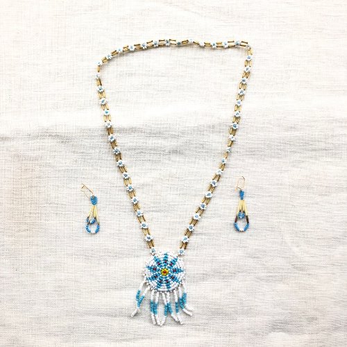 60s indian beads jewerly (necklace+earring)