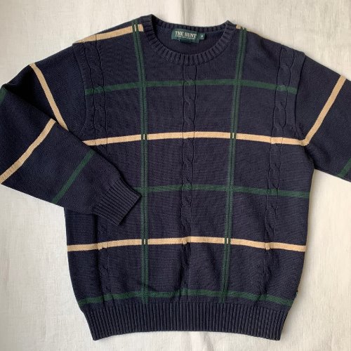 HUNT cotton check cable knit (95 size)