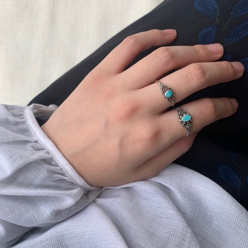 original turquoise stone ring set