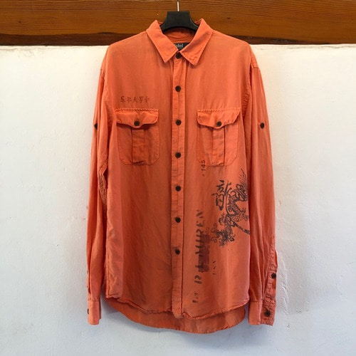 Polo ralph lauren linen/silk blend military shirt (105)