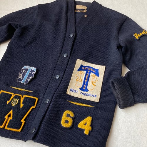 1950s letterman cardigan with patches (90-95 size)
