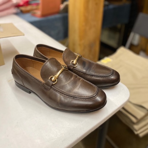 saks fifth avenue brown leather loafer(us8.5 265mm)