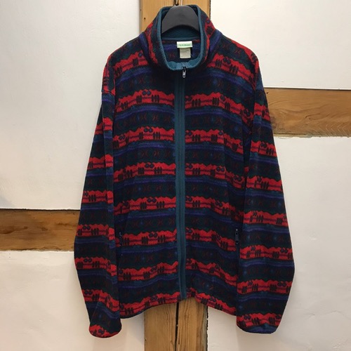 LLbean pattern fleece zip-up jacket (105)