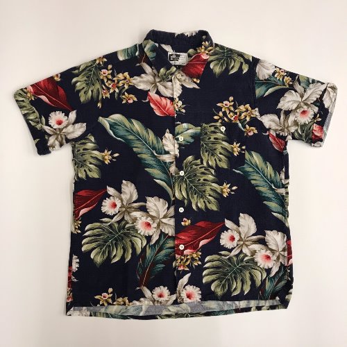 engineered garments cotton floral open collat shirt (L, 100-105)