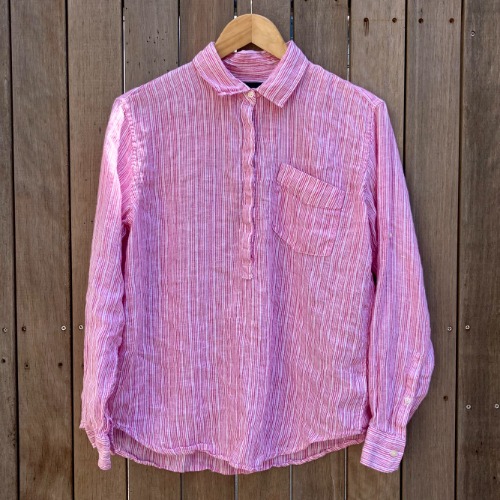 gap pink stripe linen pullover (100 size)