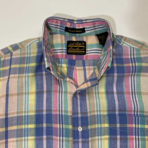 eddie bauer madras check short sleeve shirt (100 size)
