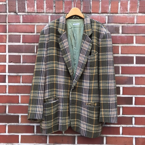 90s emporio armani wool plaid tweed 2B sport jacket (105)