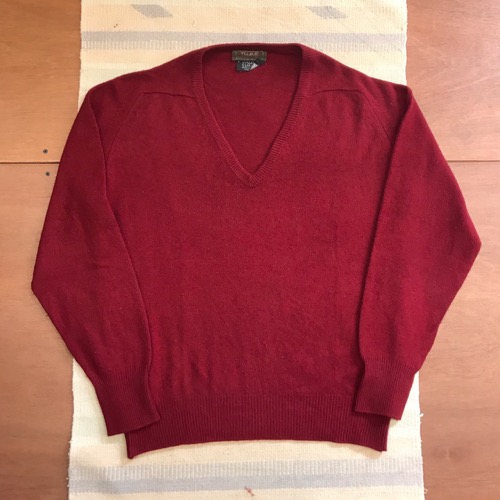 Paul Simon thane 2-ply Scottish cashmere v neck sweater usa made (105)