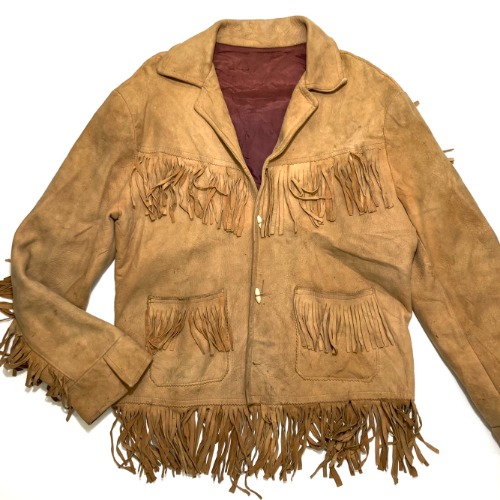 vintage western fringe leather jacket (100 size)