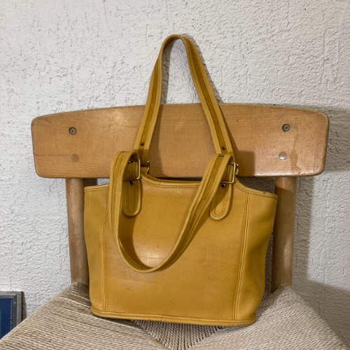 old coach leather tote bag mustard