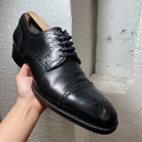 Tom Ford Black/Blue Brogue Leather Lace Up Oxfords (280mm)