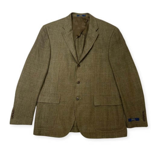 polo wool/silk/linen blend check jacket (105 size)