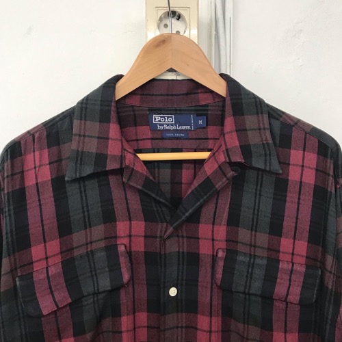 Polo Ralph Lauren rayon plaid camp collar shirt (105~)
