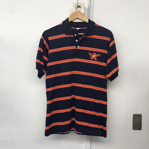 vtg gepner sportswear 50/50 Auburn univ. embroidered stripe polo shirt USA made (95-100)