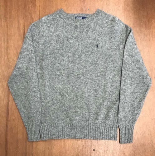 Polo Ralph Lauren wool raglan slv crew neck sweater distressed stains (100-105추천)