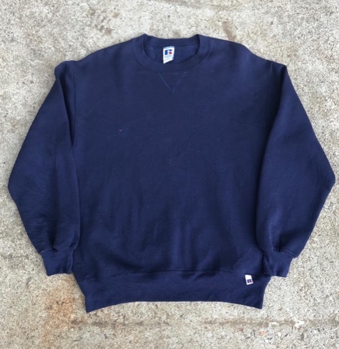 90s Russell athletic sweatshirt drop shoulder USA made dark navy paint stains (100-105)