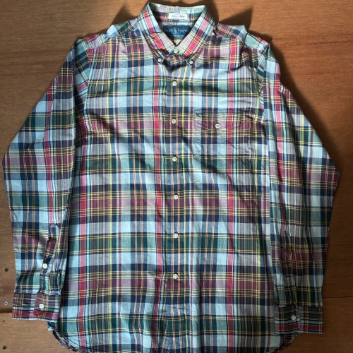 polo madras check shirt (L size)
