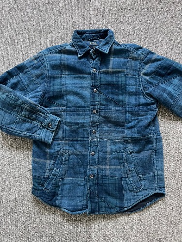 polo indigo check patchwork quilted shirt ( S size, 95-98 추천)