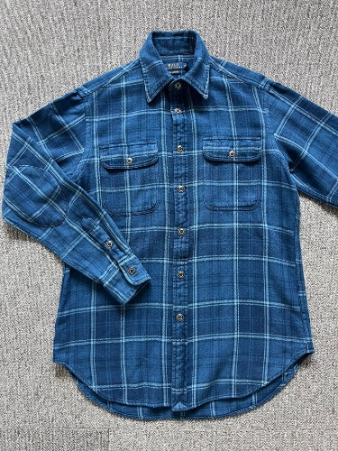 polo heavy cotton indigo check work shirt (S size, 95 추천)