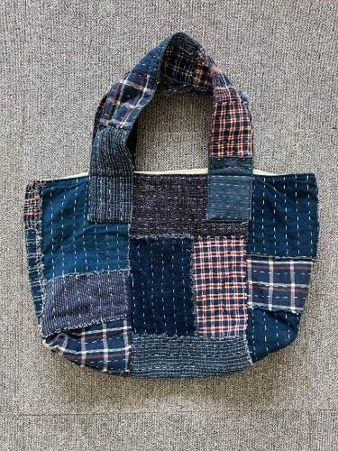 blue blue indigo patchwork handmade tote bag kyoto limited edition