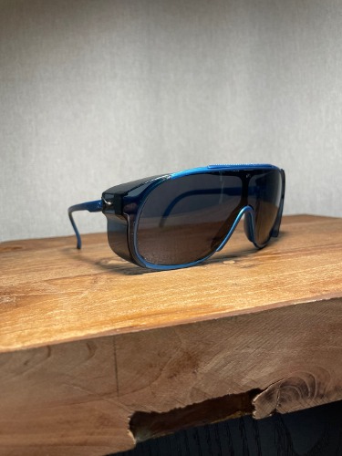 vtg aden side shield saftey blue frame sunglasses
