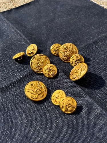 vintage waterbury eagle gold brass button set (낱개 구매 가능)