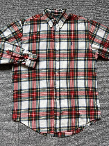 polo country flannel button down check shirt (M size, ~105)