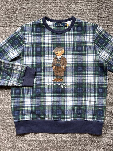 polo bear madras check fleece sweatshirt (L size, 105 추천)