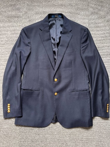 polo wool navy gold button blazer made in italy (40R, 100 추천)