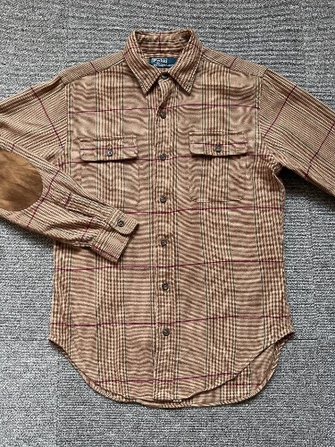 polo cotton elbow patched check shirt (S size, 95 추천)