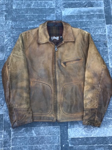 schott dirty faded leather jacket USA made (38 size, ~103 추천)