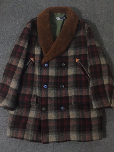 Polo Ralph Lauren heavy wool plaid shearling shawl collar coat (103 size, ~105 추천)