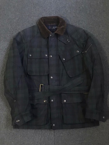 Polo RL black watch waxed cotton belted field jacket (M size, ~105 추천)