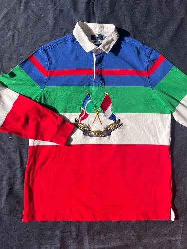 polo multi color stripe rugby shirt (XL size, 105 이상 추천)