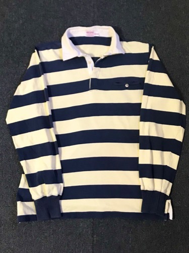 vtg brooks brothers navy/pale yellow stripe rugby shirt (L size, ~100 추천)