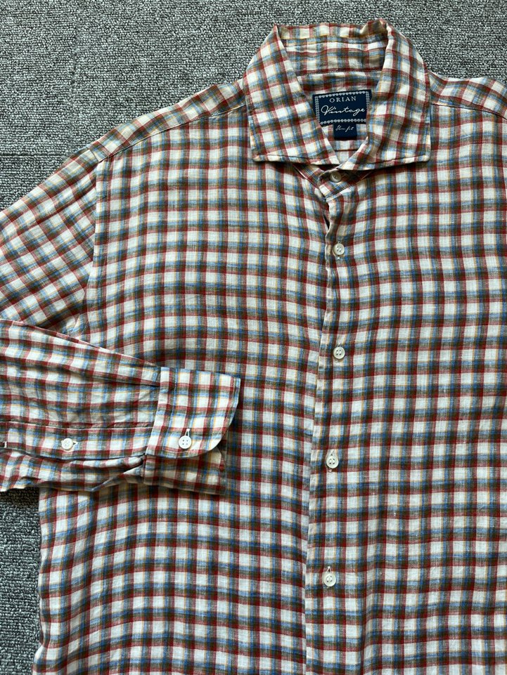 orian linen check dress shirt (L size, 100-105 추천)