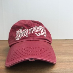 Tommy Hilfiger faded burgundy embroidered distressed strapback