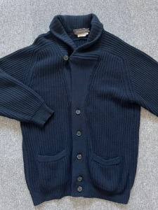 ferragamo wool-cashmere shawl collar cardigan (M size, 105-110 추천)