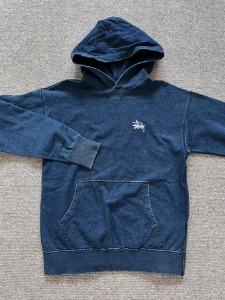 stussy single-v indigo hoodie (M size, 95-100 추천)