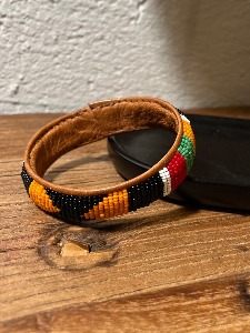 original native american beads leather bangle