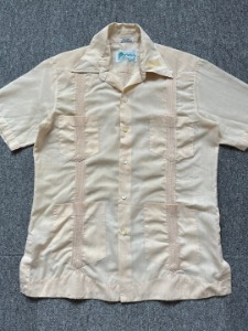 vintage linen blend guayabera shirt (M size, 100-103 추천)