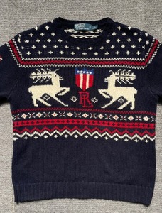 polo christmas reindeer knit sweater (M size, 100-105 추천)
