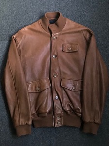 Polo RL black watch wool lining leather aviator jacket (M size, ~105 추천)