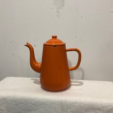 orange porcelain enamel kettle