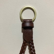 polo brown leather braided keychain