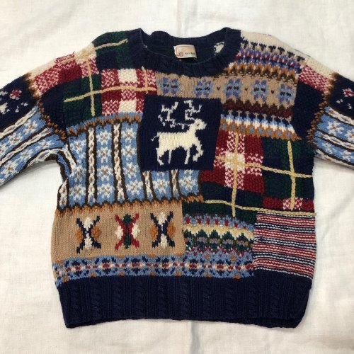 vtg hand knitting sweater (85-90 size)