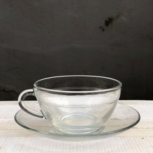 vtg duralex glass cup and saucer