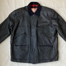vintage leather blanket lining hunting jacket (105 size)