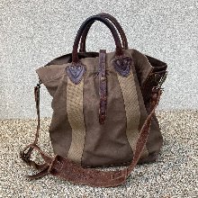 RRL distressed washed canvas leather tote bag